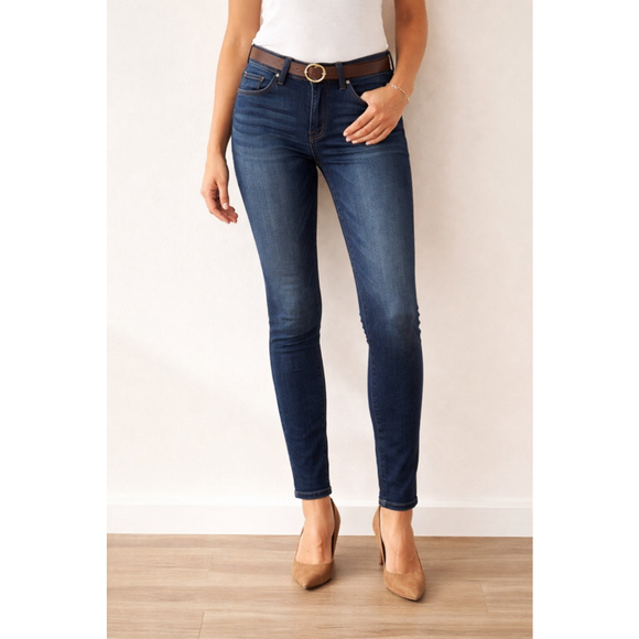 White House Black Market Denim - White House Black Market Slim Jeans Size 8 Dark Wash Mid Rise Stretch Denim EUC